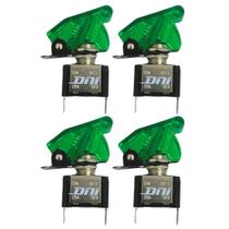 Kit 4 Chave Botão Liga Desliga 2 Posições 12V Capa Verde Led Kit 4 Chave Botão Liga Desliga 2 Posições 12V Capa Verde Led
