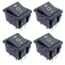 Kit 4 chave gangorra on/off/on 6 polos preta 15a Kit 4 chave gangorra on/off/on 6 polos preta 15a