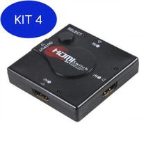 Kit 4 Chave Seletora HDMI com 3 Entradas