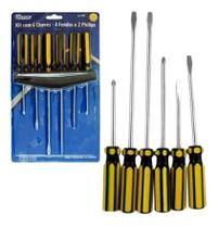 Kit 4 Chaves Fenda + 2 Chaves Philips Aço Cabo Pvc 676 Kit 4 Chaves Fenda + 2 Chaves Philips Aço Cabo Pvc 676