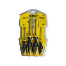 Kit 4 Chaves Fenda e Phillips com Testador de Voltagem