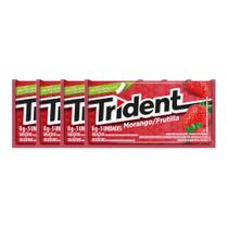 Kit 4 Chiclete Trident Morango 8g com 5 Unidades Kit 4 Chiclete Trident Morango 8g com 5 Unidades