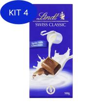 Kit 4 Chocolate Ao Leite, Lindt Classic, Barra De 100G