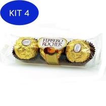 Kit 4 Chocolate Ferrrero Rocher Embalagem Com 3 Unidades