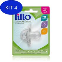 Kit 4 Chupeta Silicone Lillo Soft Calming Tamanho 2 Transparente