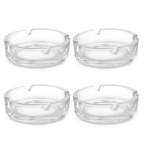 Kit 4 Cinzeiro De Vidro Clássico Redondo Com 4 Apoios 10 Cm