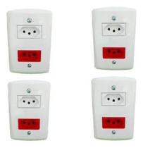 Kit 4 cj 4x2 1 tomadas 10a + 1 tomada 20a vermelha tramontina lux