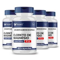 Kit 4 cloreto de magnésio pa 60 cáps magnésio puro muwiz Kit 4 cloreto de magnésio pa 60 cáps magnésio puro muwiz