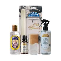 Kit 4 Coala Chá Branco Essência 10ml, Difusor 100ml, Limpador 120ml, Odorizante Tecidos 260ml. Sofisticação