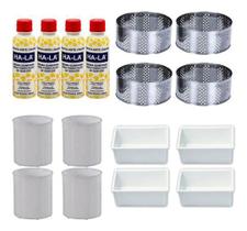 Kit 4 Coalhos 200Ml + 12 Formas Plásticas Inox Para Queijos - Combo