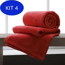 Kit 4 Cobertor / Manta De Microfibra Solteiro - Andreza