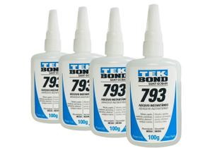 Kit 4 cola adesivo instantaneo tek bond 793 100g