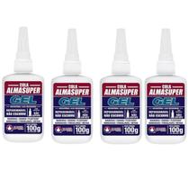 Kit 4 Cola Gel Instantânea Alta Velocidade 100G - Almasuper Kit 4 Cola Gel Instantânea Alta Velocidade 100G - Almasuper