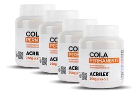 Kit 4 Cola Permanente ACRILEX Sem Cor 250grs - 16225