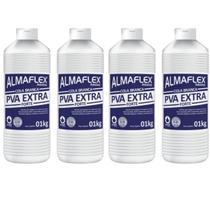 Kit 4 Cola Pva Extra Forte Branca 1kg Madeira Mdf Concreto Almaflex Kit 4 Cola Pva Extra Forte Branca 1kg Madeira Mdf Concreto Almaflex
