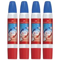 Kit 4 Colas Gel FaberCastell 34g Transparente 2 Bicos Lavável Multiuso Escola Artes artesanato