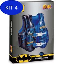 Kit 4 Colete Inflavel Infantil Azul Dc Comics Batman da Fun