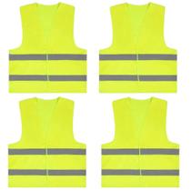 Kit 4 colete segurança refletivo sinalizaçao epi amarelo blusao motoboy