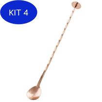 Kit 4 Colher Bailarina Para Bebidas - Inox - Cor Cobre