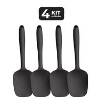 Kit 4 colher de silicone preta pro 28 cm 230 c