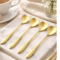Kit 4 Colheres de Chá Coração Inox Dourada Heart Wolff C9 Kit 4 Colheres de Chá Coração Inox Dourada Heart Wolff C9