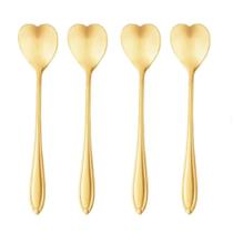 Kit 4 Colheres de Chá de Inox Dourada Heart Coração Wolff C9 Kit 4 Colheres de Chá de Inox Dourada Heart Coração Wolff C9