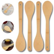 Kit 4 Colheres De Pau Bambu Multiuso Cabo Longo Ecológica Kit 4 Colheres De Pau Bambu Multiuso Cabo Longo Ecológica