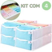 KIT 4 Colmeia Organizadora Gaveta Armário P/ Camisetas Roupas Baby Tela G C/ 28 Nichos Divisórias Ventiladas - Nizz