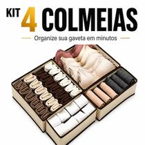 Kit 4 Colmeias Organizadoras de Gaveta Dobráveis TNT para Roupas Íntimas Meias Lingerie Organização de Armário