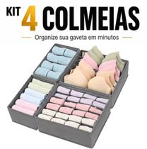 Kit 4 Colmeias Organizadoras de Gaveta Dobráveis TNT para Roupas Íntimas Meias Lingerie Organização de Armário