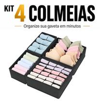 Kit 4 Colmeias Organizadoras de Gaveta Dobráveis TNT para Roupas Íntimas Meias Lingerie Organização de Armário