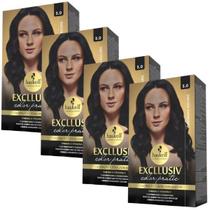 Kit 4 Coloração Creme Permanente Excllusiv Color Pratic Castanho Escuro 3.0 Haskell