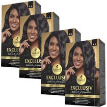 Kit 4 Coloração Creme Permanente Excllusiv Color Pratic Castanho Médio 4.0 Haskell