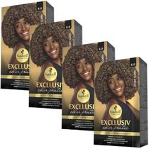 Kit 4 Coloração Creme Permanente Excllusiv Color Pratic Louro Claro 8.0 Haskell