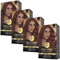 Kit 4 Coloração Creme Permanente Excllusiv Color Pratic Louro Médio Cobre Intenso 7.44 Haskell Kit 4 Coloração Creme Permanente Excllusiv Color Pratic Louro Médio Cobre Intenso 7.44 Haskell