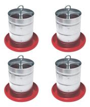 Kit 4 Comedouro Tubular 5kg p/ Frango Aves Galinha Faisão