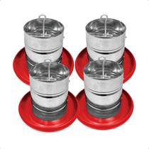 Kit 4 Comedouro Tubular 5kg p/ Frango Aves Galinha Faisão Prato Anti Desperdicio