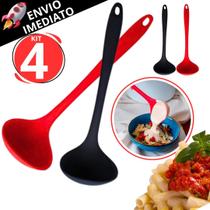 Kit 4 Concha Silicone Antiaderente Para Feijão Sopas Caldos Utensílio Casa Cozinha Buffet Lanchonete