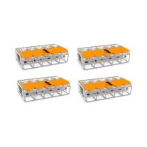 Kit 4 Conector de emenda 5 Polos fio/cabo 0,14 a 4mm² Wago