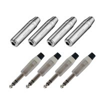 KIT 4 Conector P10 Stereo Macho SA2X e 4 Conector P10 Stereo Femea ROXTONE KIT 4 Conector P10 Stereo Macho SA2X e 4 Conector P10 Stereo Femea ROXTONE