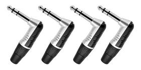 Kit 4 Conector Plug P10 Angulado 90 Stereo Metal Rp3rc Rean Kit 4 Conector Plug P10 Angulado 90 Stereo Metal Rp3rc Rean