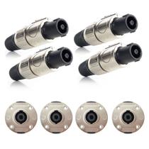Kit 4 Conector Plug Speakon Macho + 4 Conector Speakon Femea para Caixa som Kit 4 Conector Plug Speakon Macho + 4 Conector Speakon Femea para Caixa som