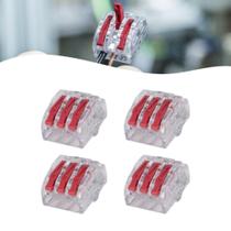 Kit 4 Conector Reutilizável Emenda De Fios 3 Polos Hcrn-3