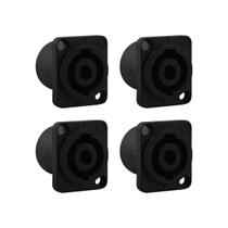 Kit 4 Conector Speakon Painel Quadrado Fêmea 4 Vias De Linha PGSP0001 Storm
