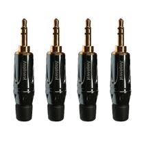 Kit 4 Conectores Amphenol P2 Stereo KS3PC AU Banhado a Ouro Profissional Kit 4 Conectores Amphenol P2 Stereo KS3PC AU Banhado a Ouro Profissional