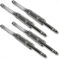 Kit 4 conectores p10 plug mono com corpo de metal e mola espiral niquelado áudio profissional som Kit 4 conectores p10 plug mono com corpo de metal e mola espiral niquelado áudio profissional som