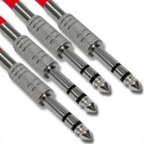 Kit 4 conectores plug p10 estereo com mola corpo em metal blindado som profissional guitarra violão