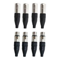 KIT 4 Conectores XLR Canon Macho e 4 XLR Canon Femea 3 Pinos Niquelado SA2X