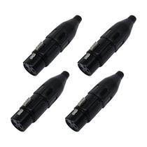 Kit 4 Conectores XLR Fêmea 3 Pinos CSR em Metal com Prensa Cabo e Capa Resistente Pro aúdio