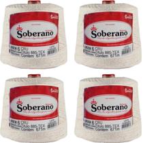Kit 4 Cones Barbantes Soberano Cru 700 Gramas Espessura Fio 6 de 885 TEX para Crochê e Artesanato Kit 4 Cones Barbantes Soberano Cru 700 Gramas Espessura Fio 6 de 885 TEX para Crochê e Artesanato